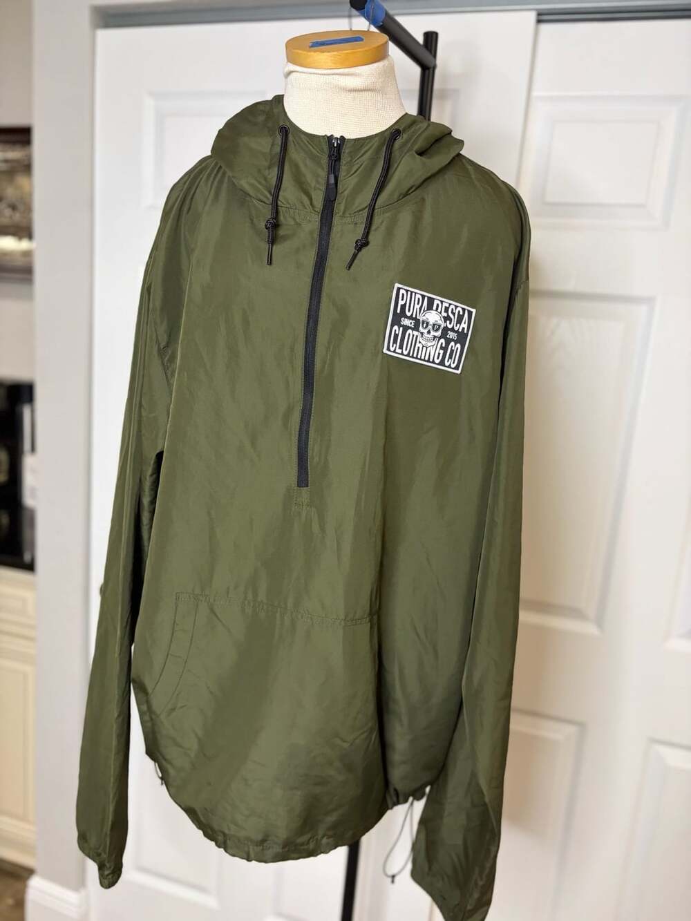 Pura Pesca Clothing Co. Clasico Windbreaker Olive Green Pullover Hooded